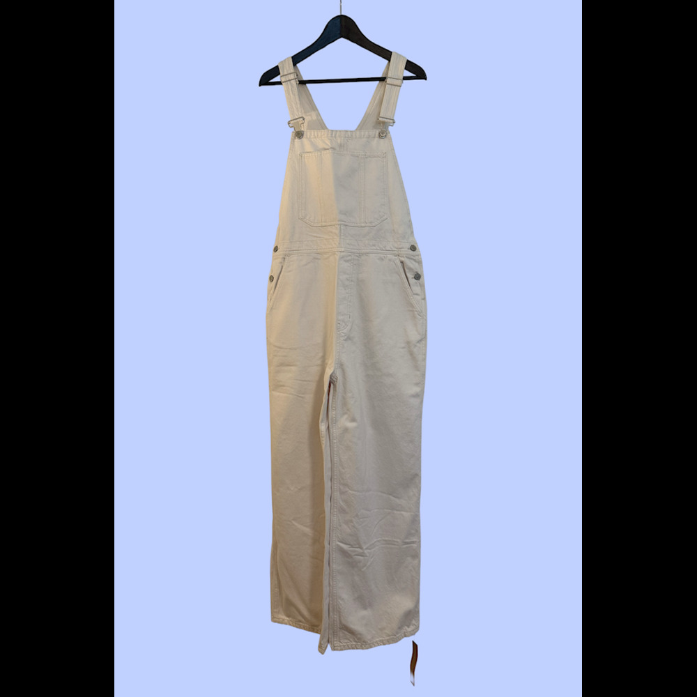 Reformation River Relaxed Denim Overalls — Fior di Latte (Creamy Off-White)